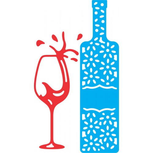 Универсални шаблони за рязане и релеф бутилка и чаша вино - Cheery Lynn - Pour the Wine (Set of 2)
